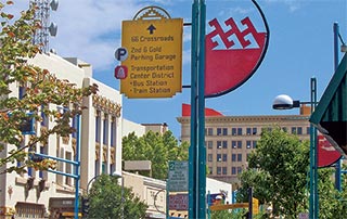 Downtown Albuquerque on Central Avenue with Kimo Theater in the background